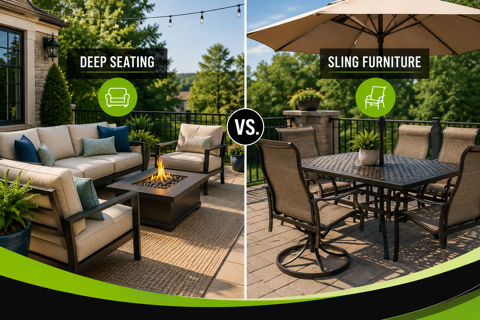 Deep Seating vs. Sling Furniture What's Right for Your NC Patio - GreyFOx Outdoor
